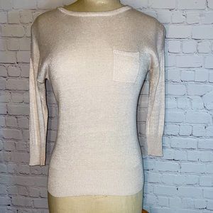 Cream Metallic light knit sweater Forever21 Small